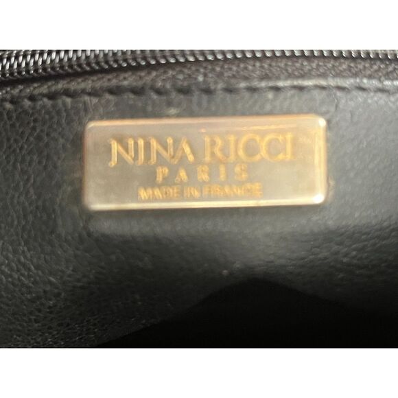 Vintage NINA RICCI Black Leather Shoulder Tote Handbag Bag   Women's Size Medium - Picture 6 of 12